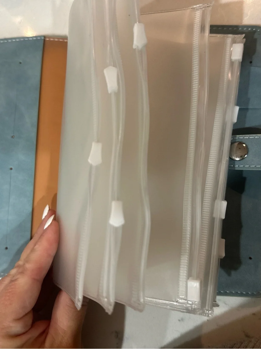 Blue Tablet Folio Case with Snap Closure and 12 ziploc envelopes
